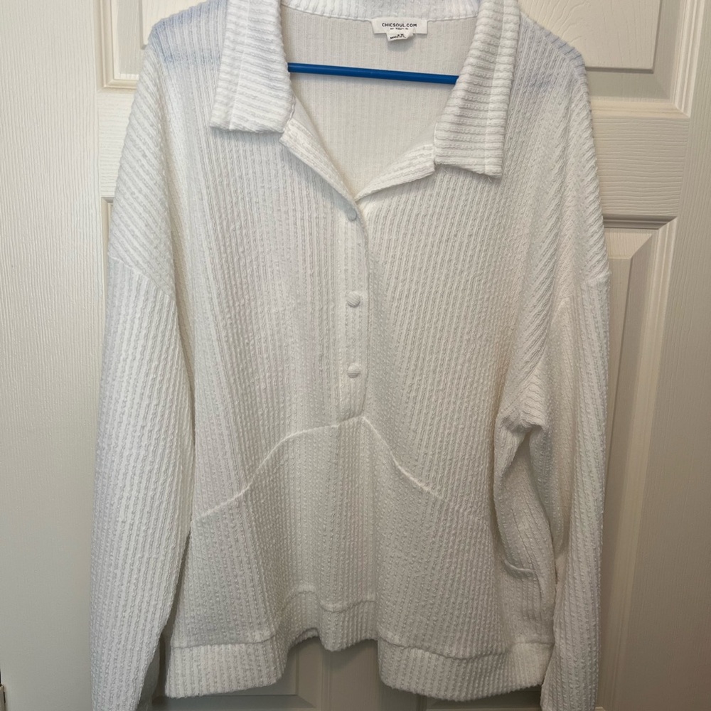 Chic Soul White Textured Blouse